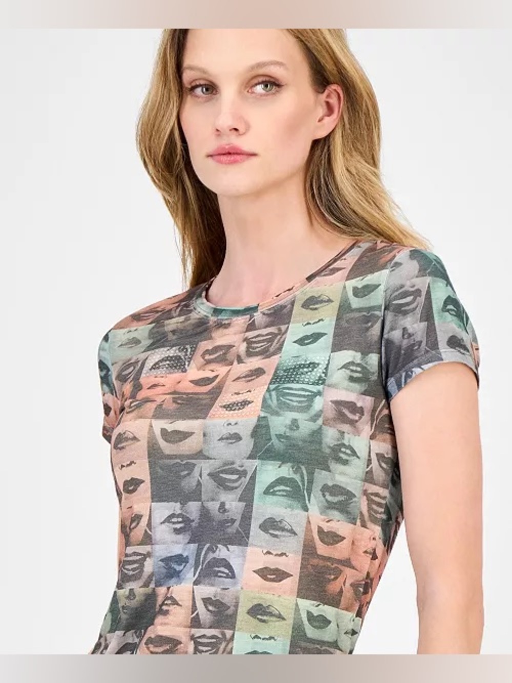 GUESS Women's Embellished Lips T-Shirt